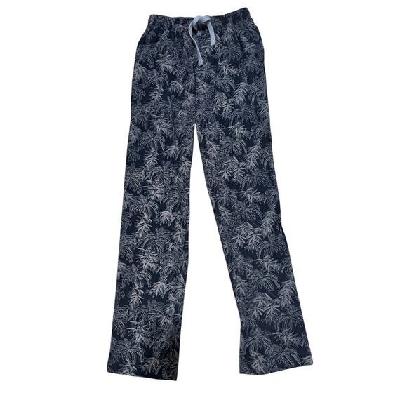 Majestic International Men's Printed Woven Lounge Pant Blue Leaf Sz S High Rise - Picture 2 of 5
